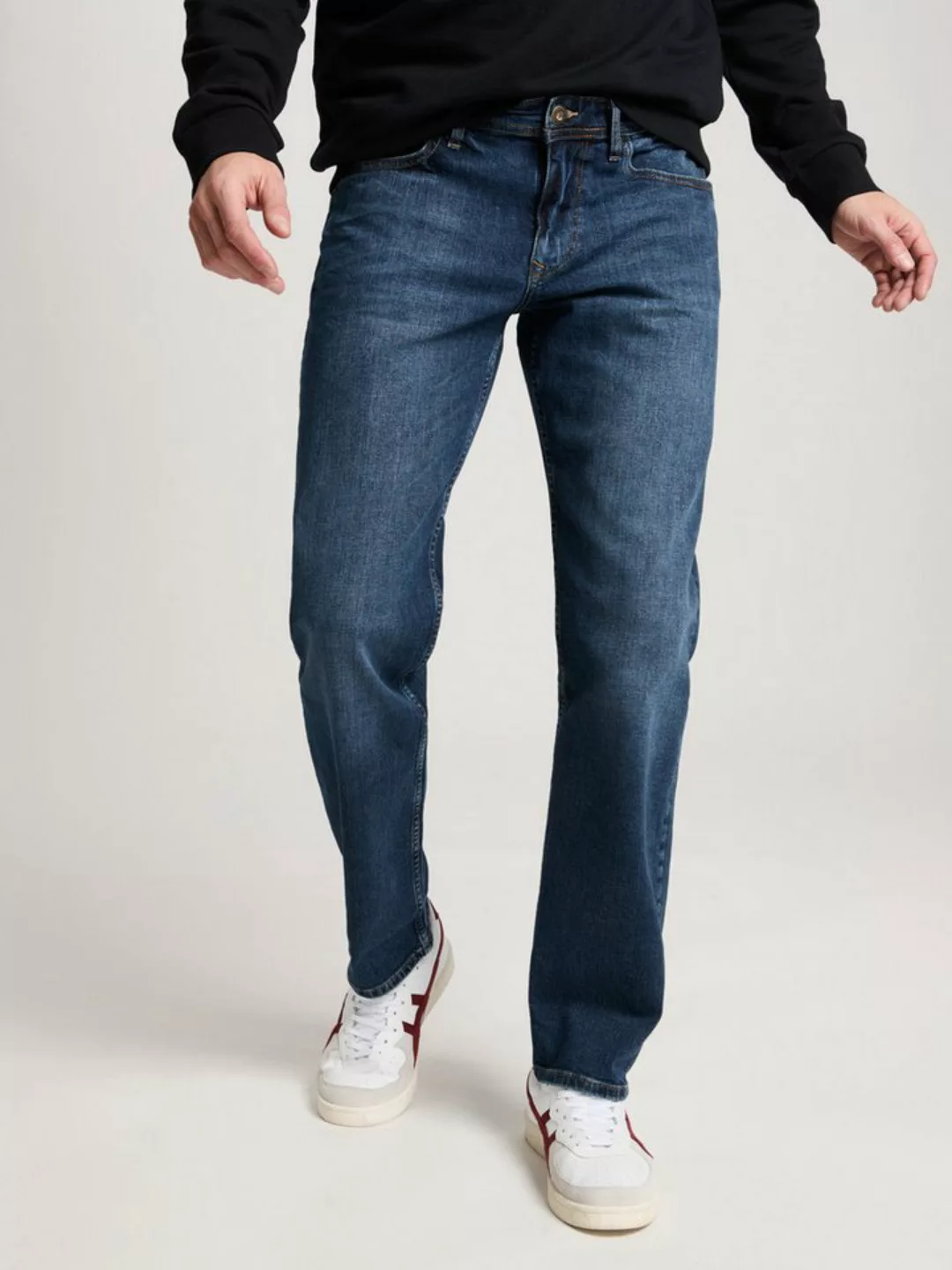 Cross Jeans Herren Jeans Antonio - Relaxed Fit - Blau - Dark Blue Crincle günstig online kaufen