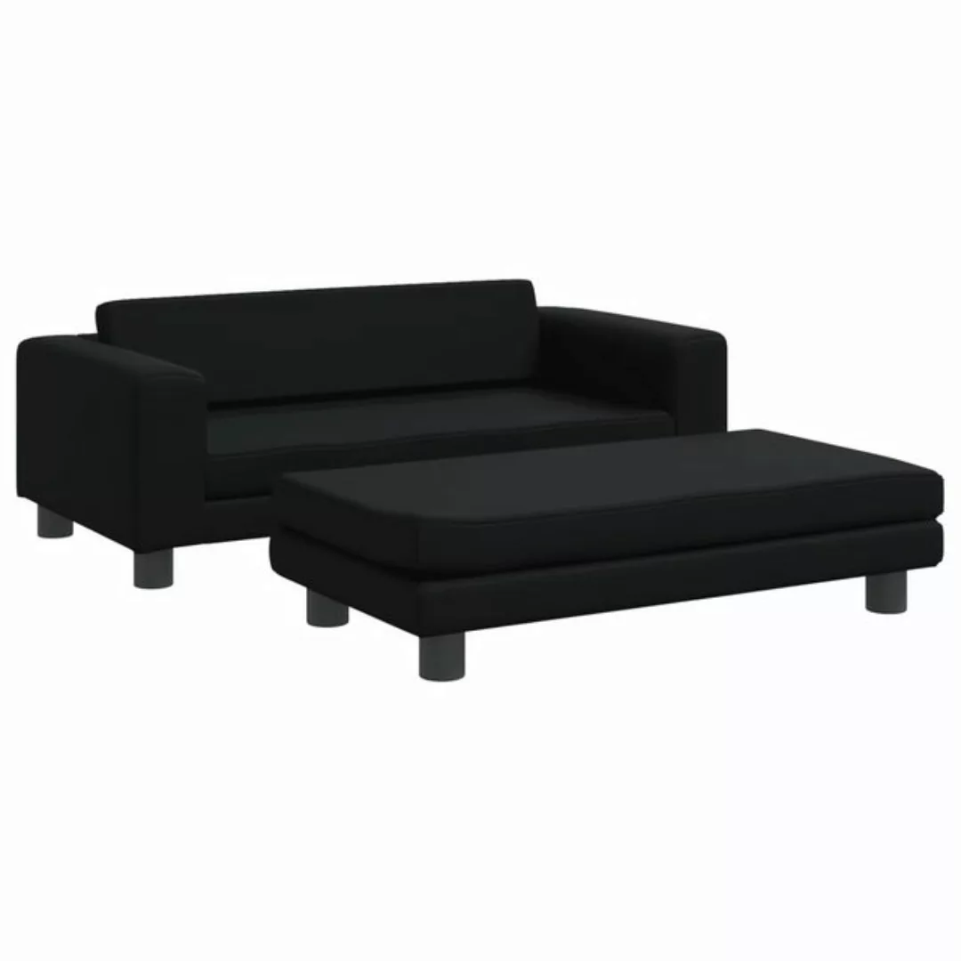 vidaXL Kindersofa Kindersofa mit Hocker Schwarz 100x50x30 cm Kunstleder Kin günstig online kaufen