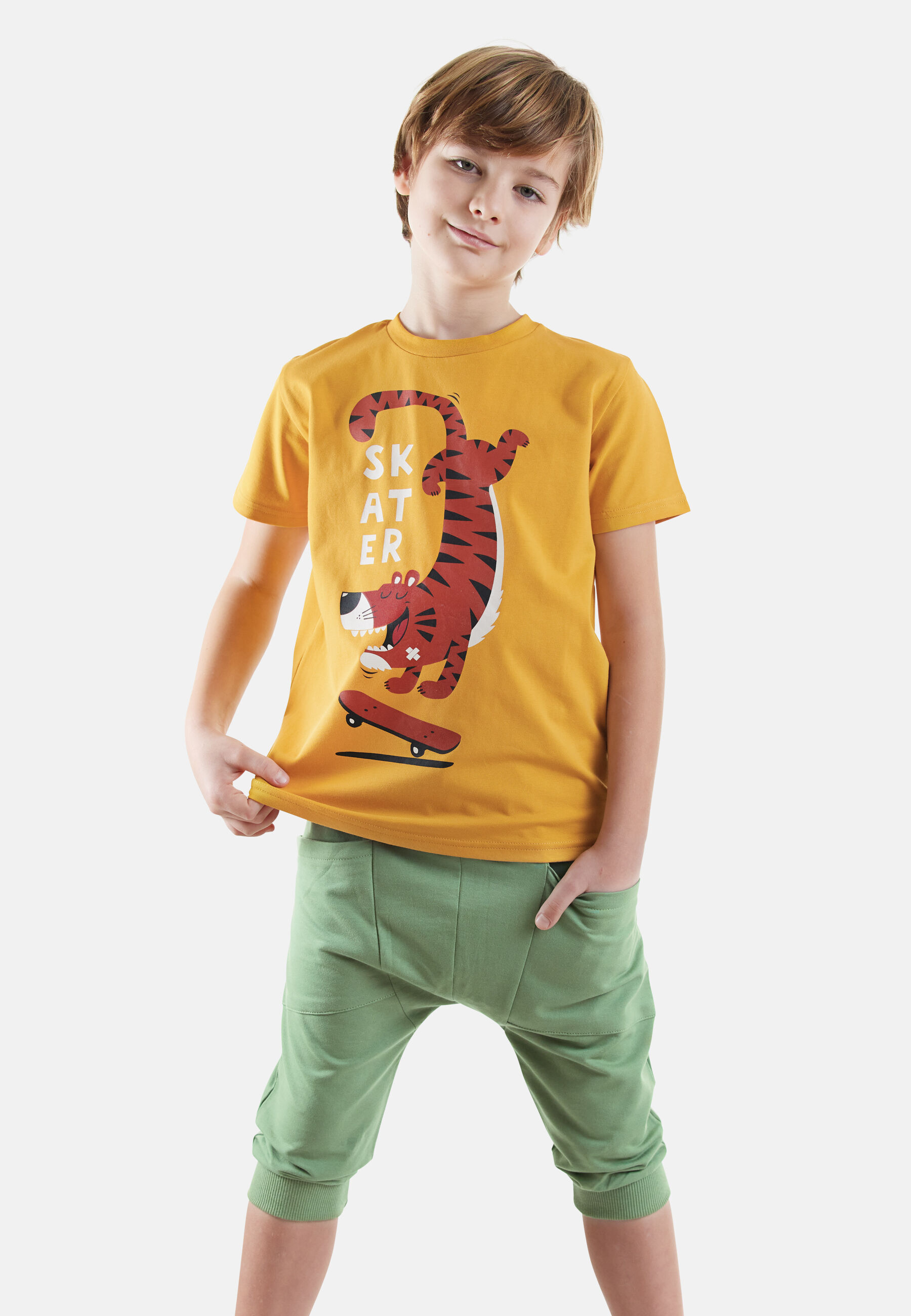 Denokids Hausanzug "Skater", (2 tlg.), mit Tiger-Aufdruck günstig online kaufen