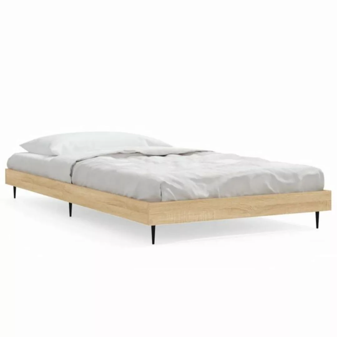 vidaXL Bett Bettgestell ohne Matratze Räuchereiche 90x200 cm Holzwerkstoff günstig online kaufen