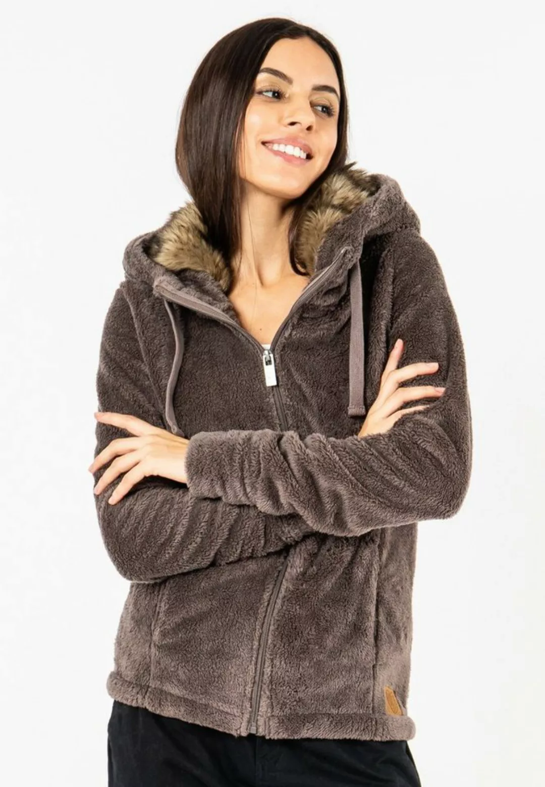 SUBLEVEL Fleecejacke Damen Fleecejacke mit Kunstfell günstig online kaufen