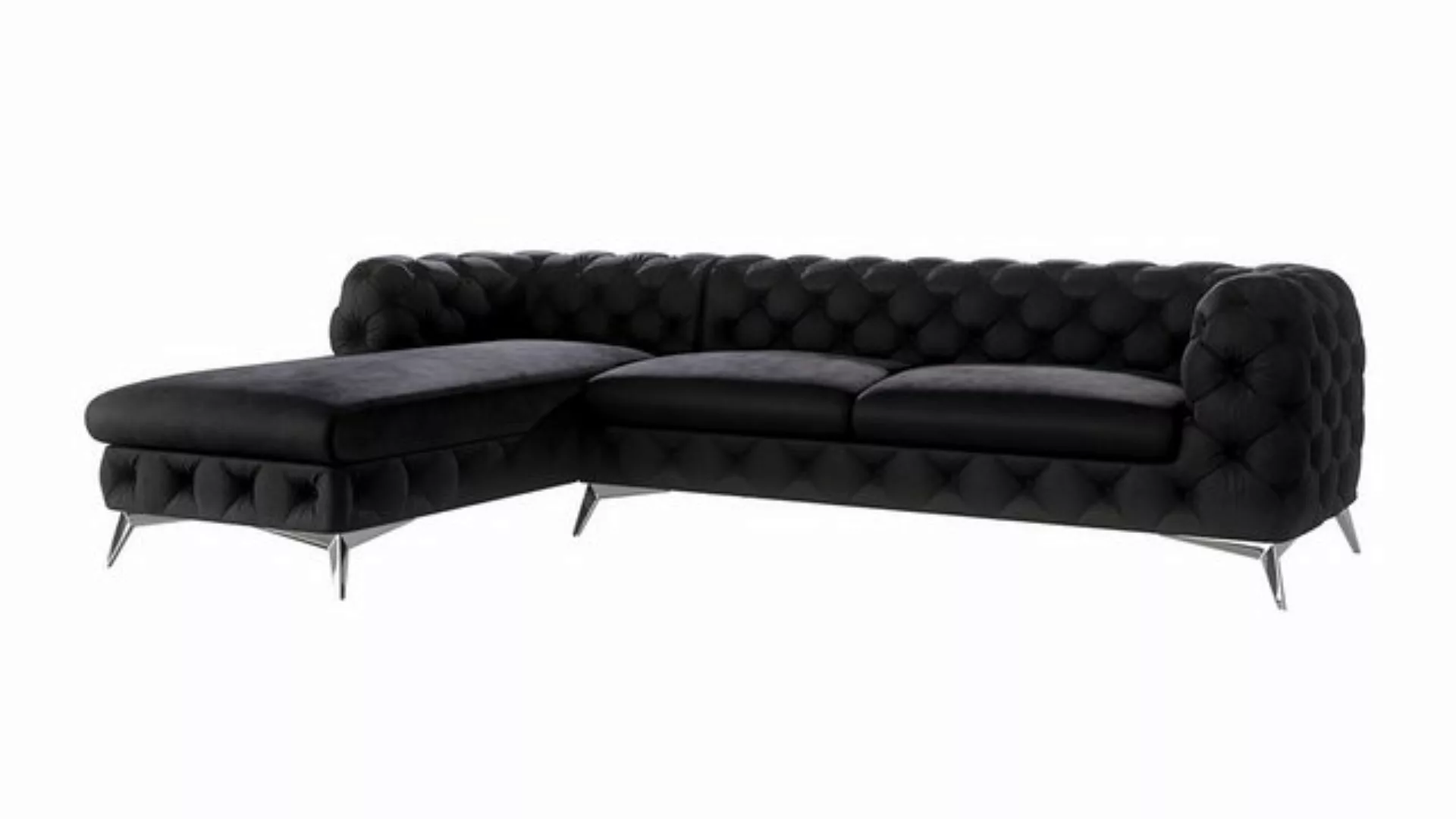 S-Style Möbel Ecksofa Chesterfield mit Ottomane Kalina mit Silber Metall Fü günstig online kaufen