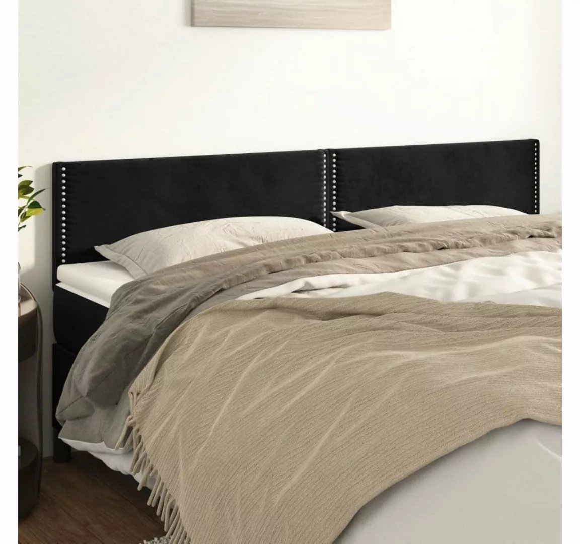 vidaXL Bett, Kopfteile 2 Stk. Schwarz 90x5x78/88 cm Samt günstig online kaufen