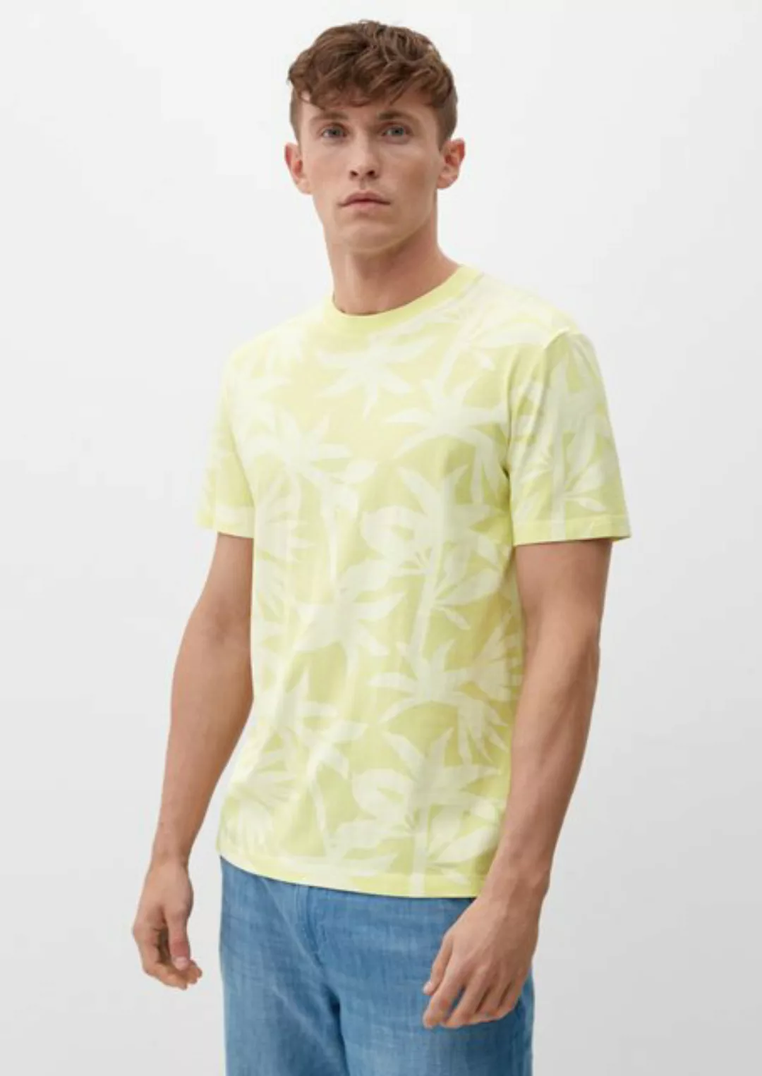 s.Oliver Kurzarmshirt Baumwollshirt mit Allover-Print Garment Dye günstig online kaufen