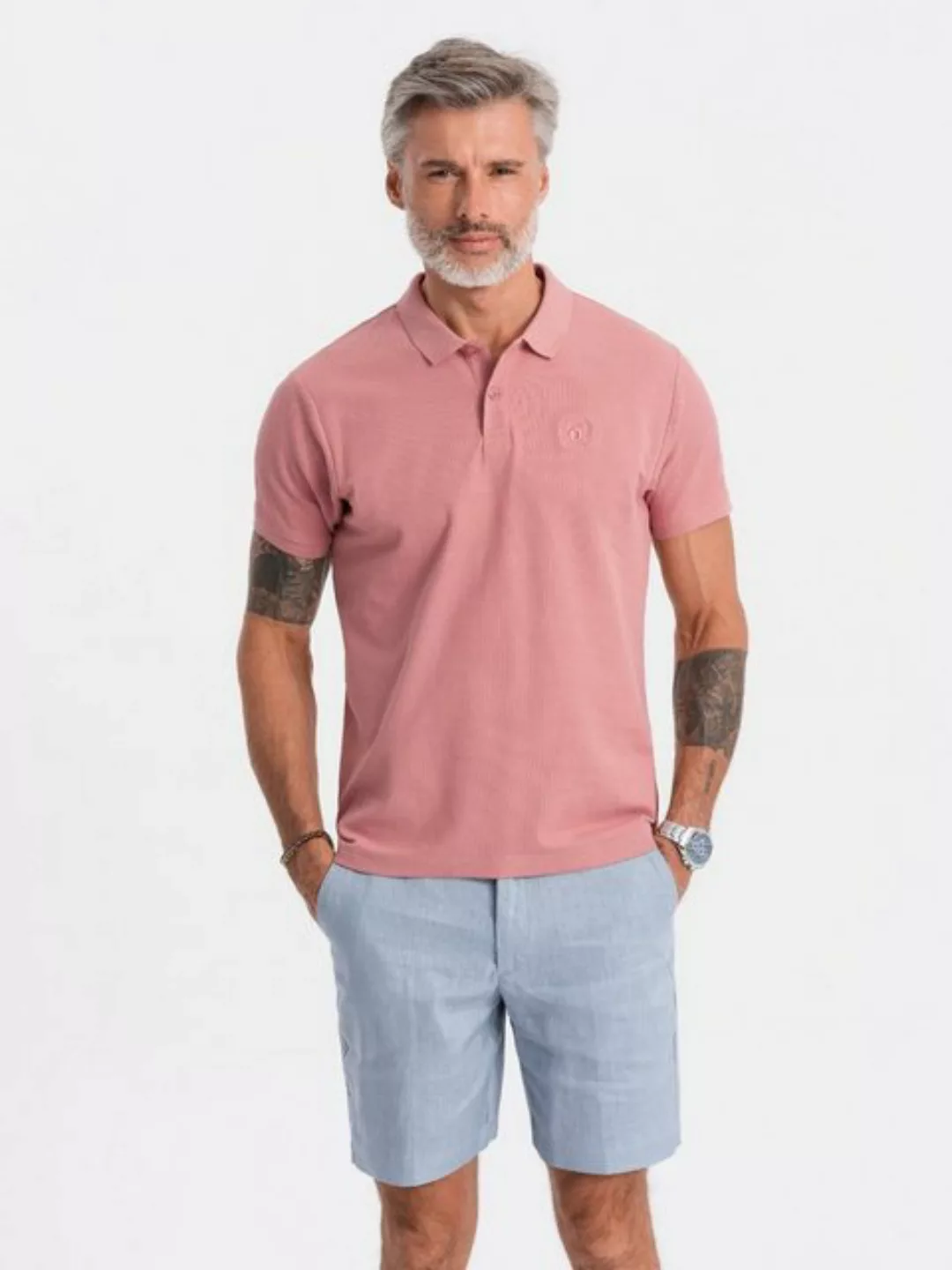 OMBRE Poloshirt Ombre Poloshirt aus Piqué-Strick für Herren - rosa V7 S1374 günstig online kaufen