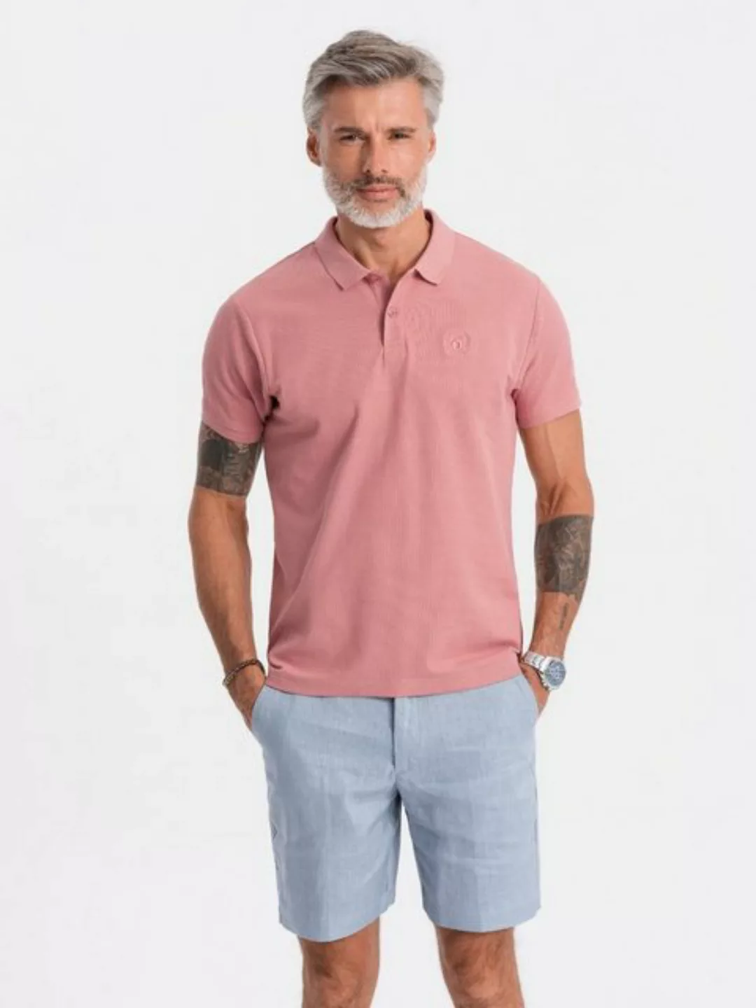 OMBRE Poloshirt Ombre Herren Pique-Strick-Poloshirt - rosa V7 S1374 XXL günstig online kaufen