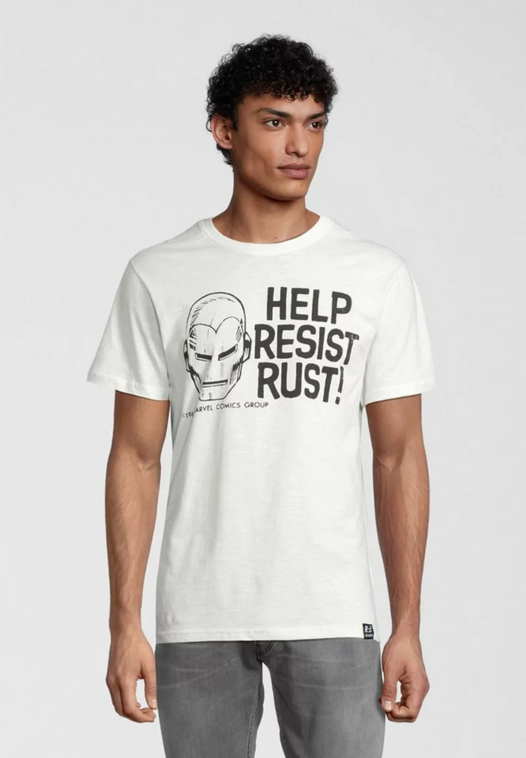 Recovered T-Shirt Marvel Help Resist Rust Ecru GOTS zertifizierte Bio-Baumw günstig online kaufen