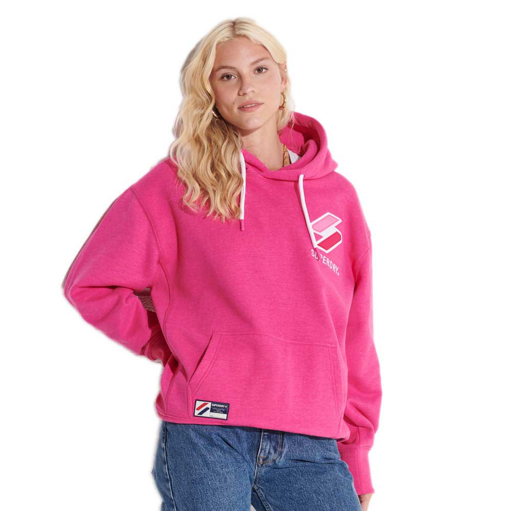 Superdry Code Apq Os Hood Pullover M-L Hot Pink Marl günstig online kaufen
