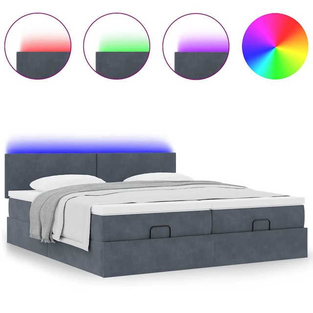 vidaXL Bett, Ottoman-Bett mit Matratzen & LEDs Dunkelgrau 180x200 cm Samt günstig online kaufen