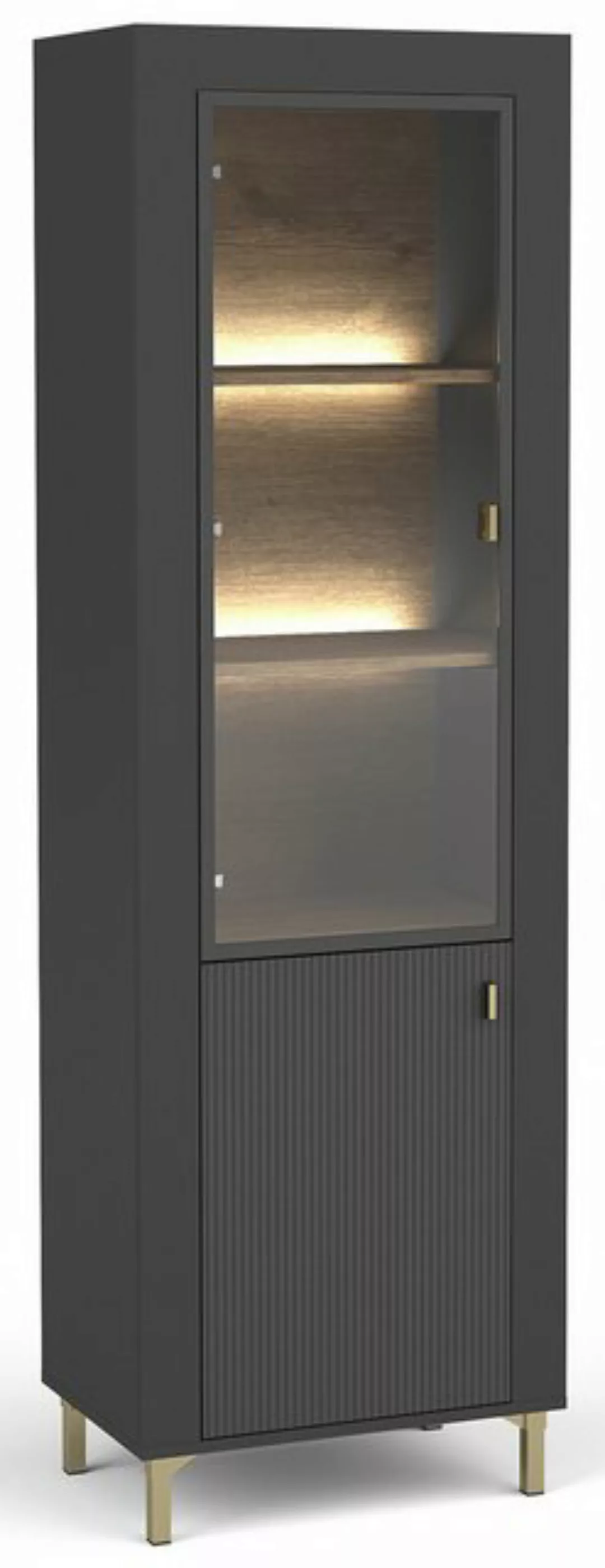 Compleo Vitrine Vitrinenschrank mit Glastüren, gerillte Front TRENDS günstig online kaufen