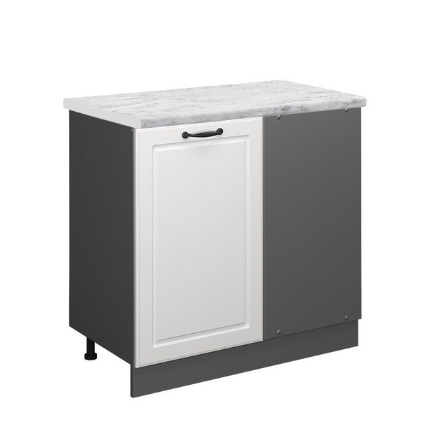 Vicco Eckunterschrank R-Line, Weiß Landhaus/Anthrazit, 86 cm AP Marmor günstig online kaufen