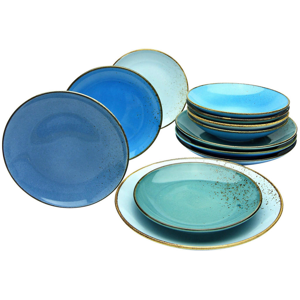 CreaTable Tafelservice »Geschirr-Set NATURE COLLECTION Aqua«, (Set, 12 tlg. günstig online kaufen