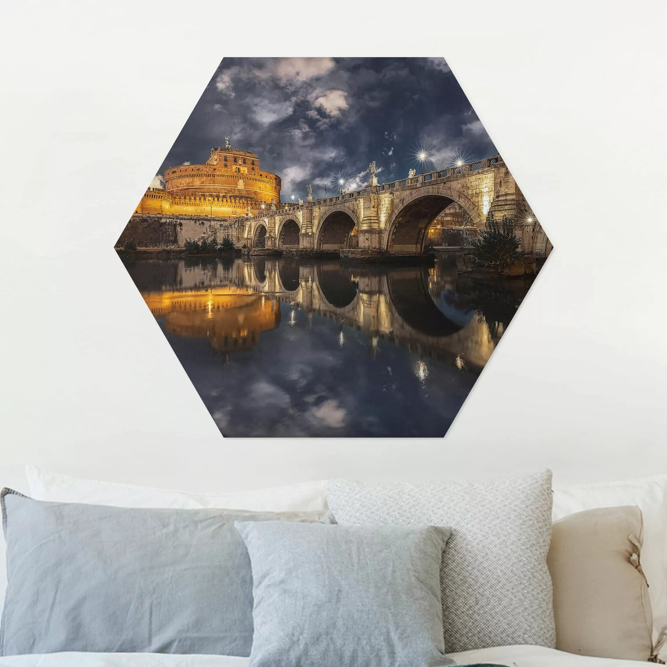 Hexagon-Alu-Dibond Bild Architektur & Skyline Ponte Sant'Angelo in Rom günstig online kaufen
