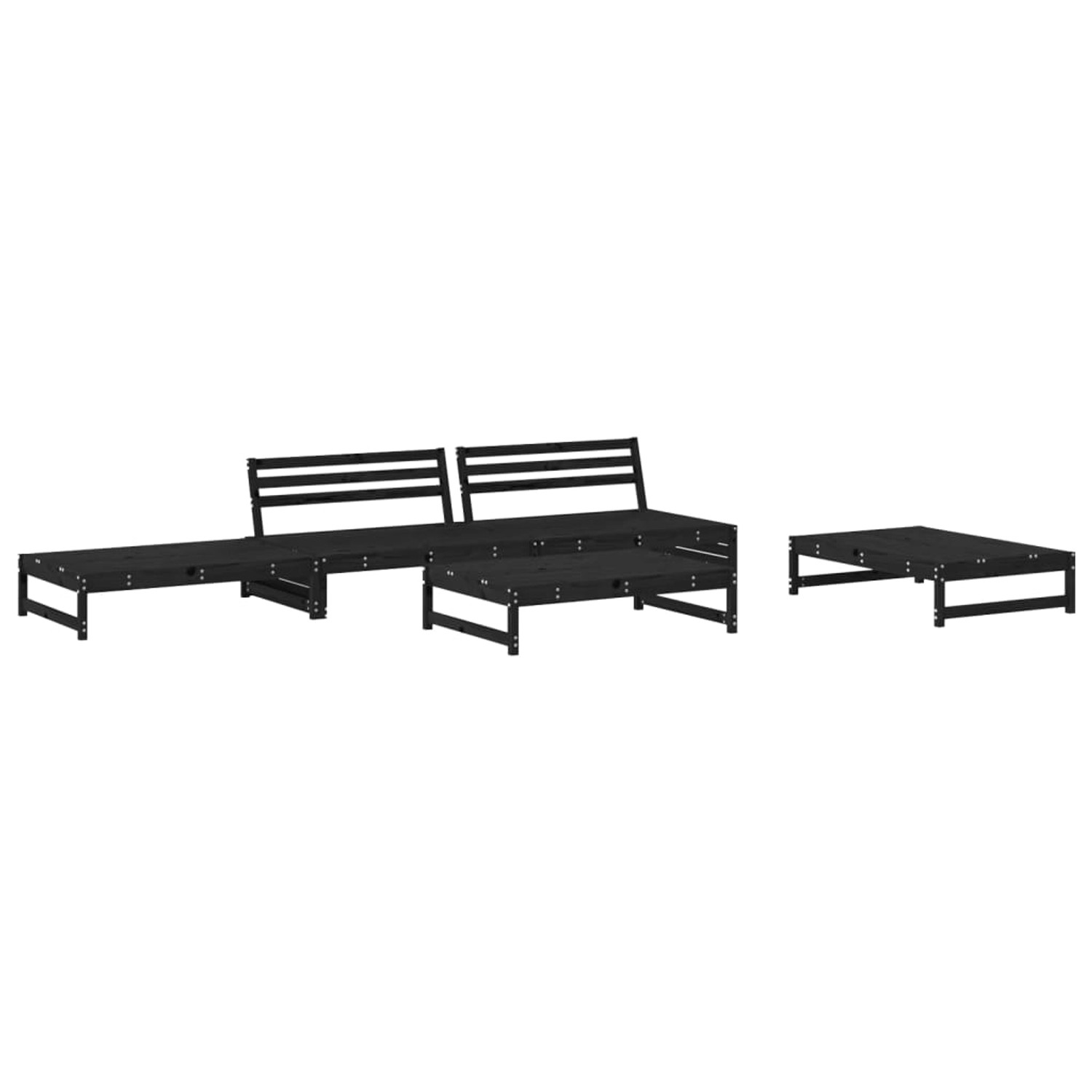 vidaXL 5-tlg Garten-Lounge-Set Schwarz Massivholz Kiefer Modell 29 günstig online kaufen