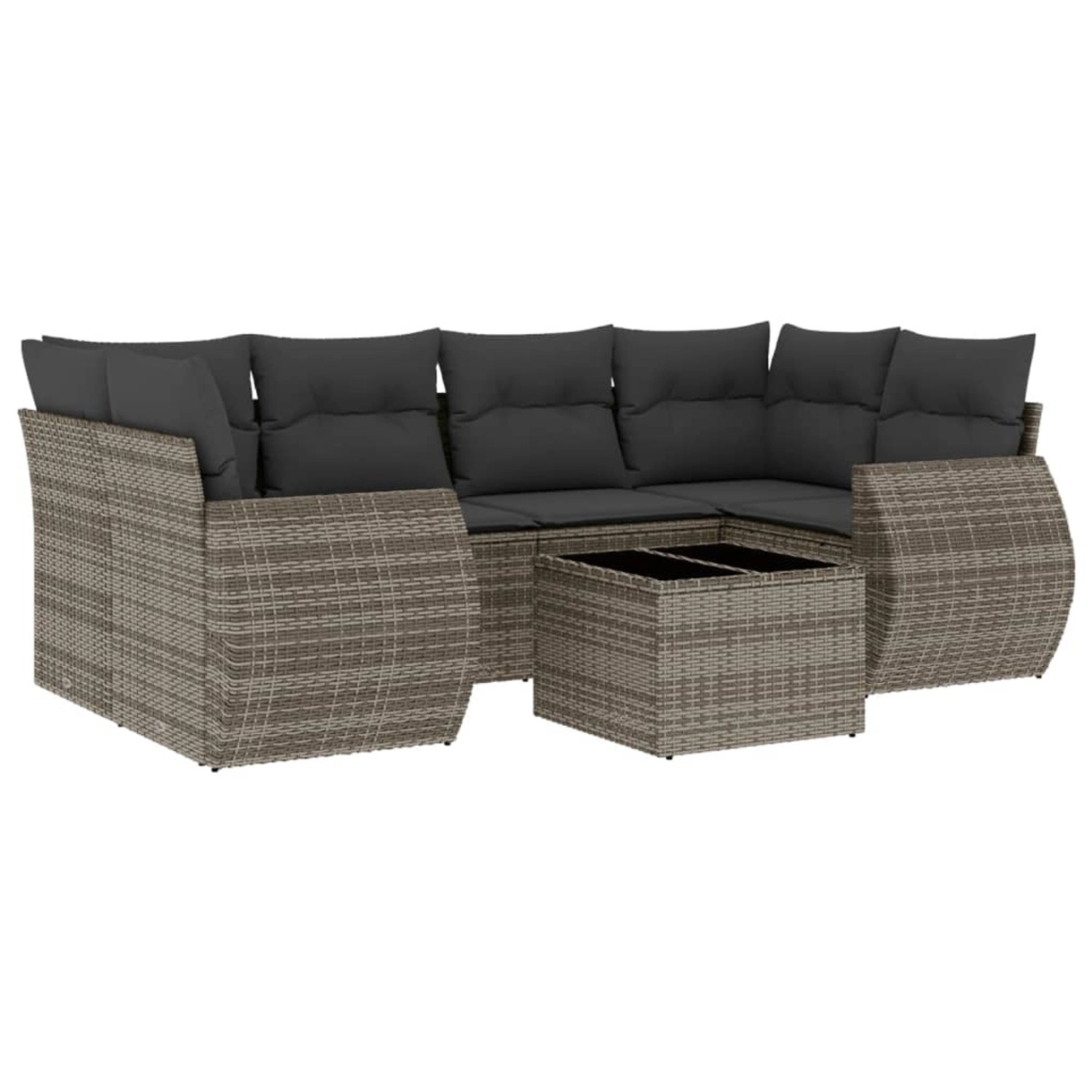vidaXL 7-Tlg Garten-Sofagarnitur mit Kissen Grau Poly Rattan 3253457 günstig online kaufen