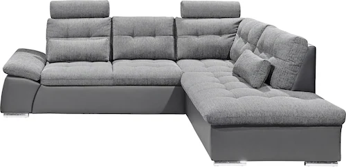 ED EXCITING DESIGN Ecksofa "Jakarta L-Form", mit Bettfunktion, Kopfstützen, günstig online kaufen