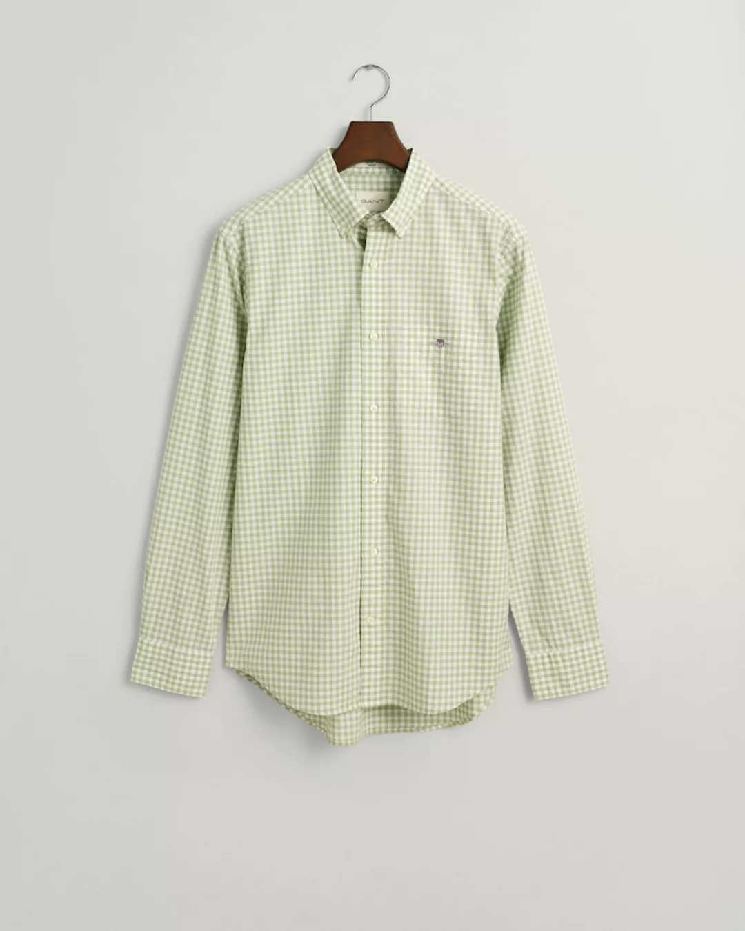 Gant Langarmhemd REG POPLIN GINGHAM SHIRT mit Logostickerei auf der Brust günstig online kaufen