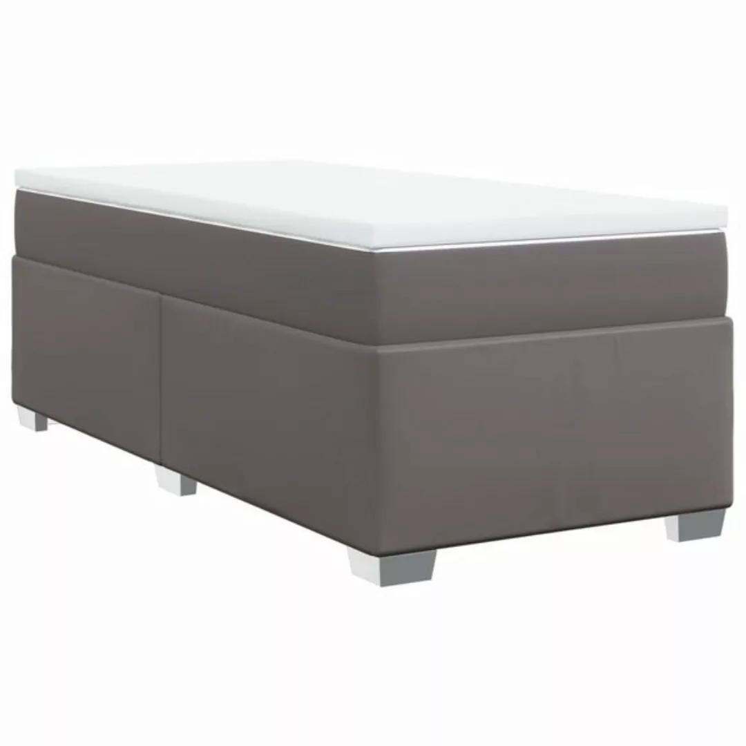 vidaXL Boxspringbett, Boxspringbett mit Matratze Grau 100x200 cm Kunstleder günstig online kaufen