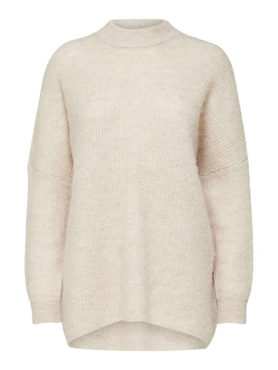 SELECTED Rundhalsausschnitt Woll Pullover Damen Beige günstig online kaufen