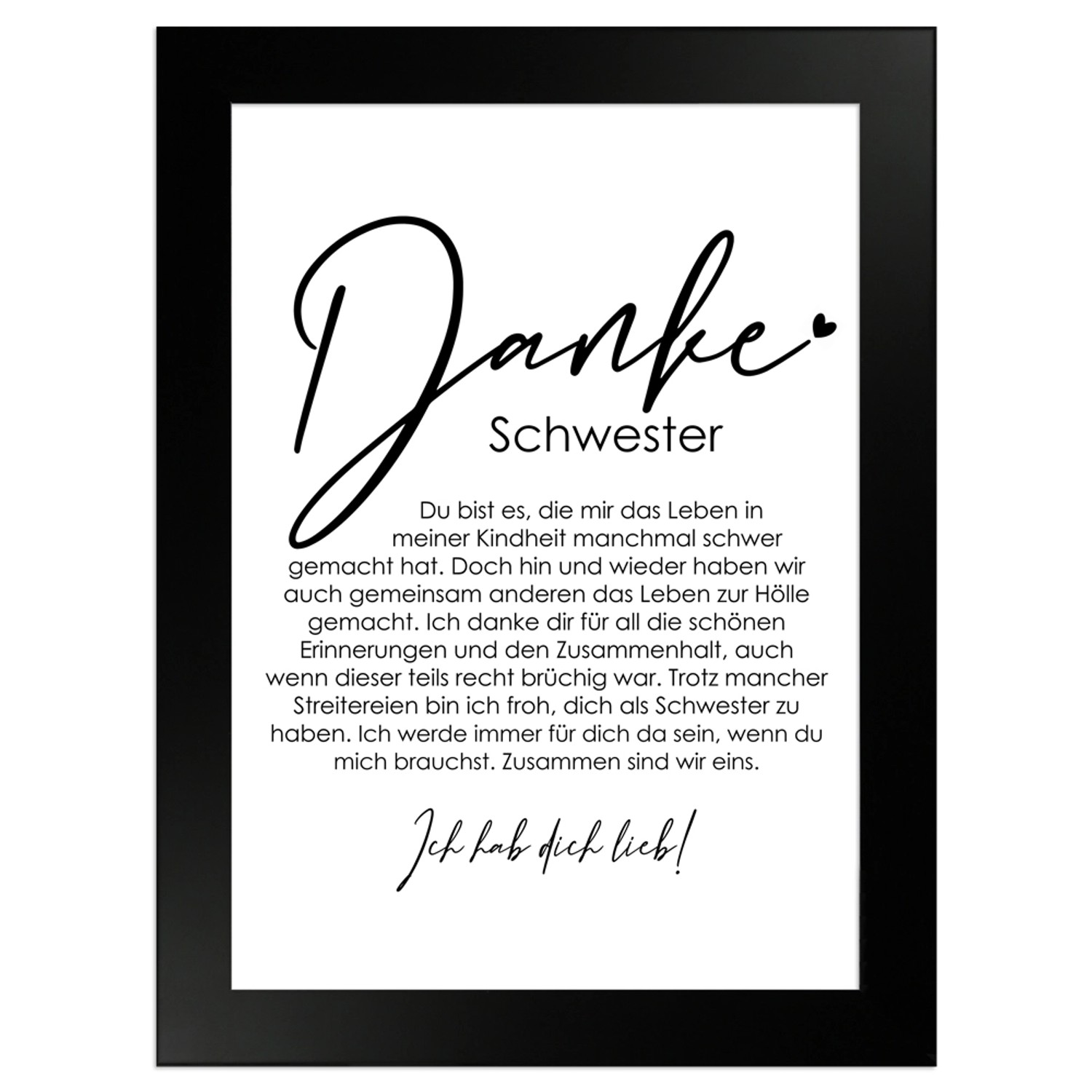 WANDStyle Gerahmtes Poster Danke Schwester 13 x 18 cm Geschenkidee für Eine günstig online kaufen