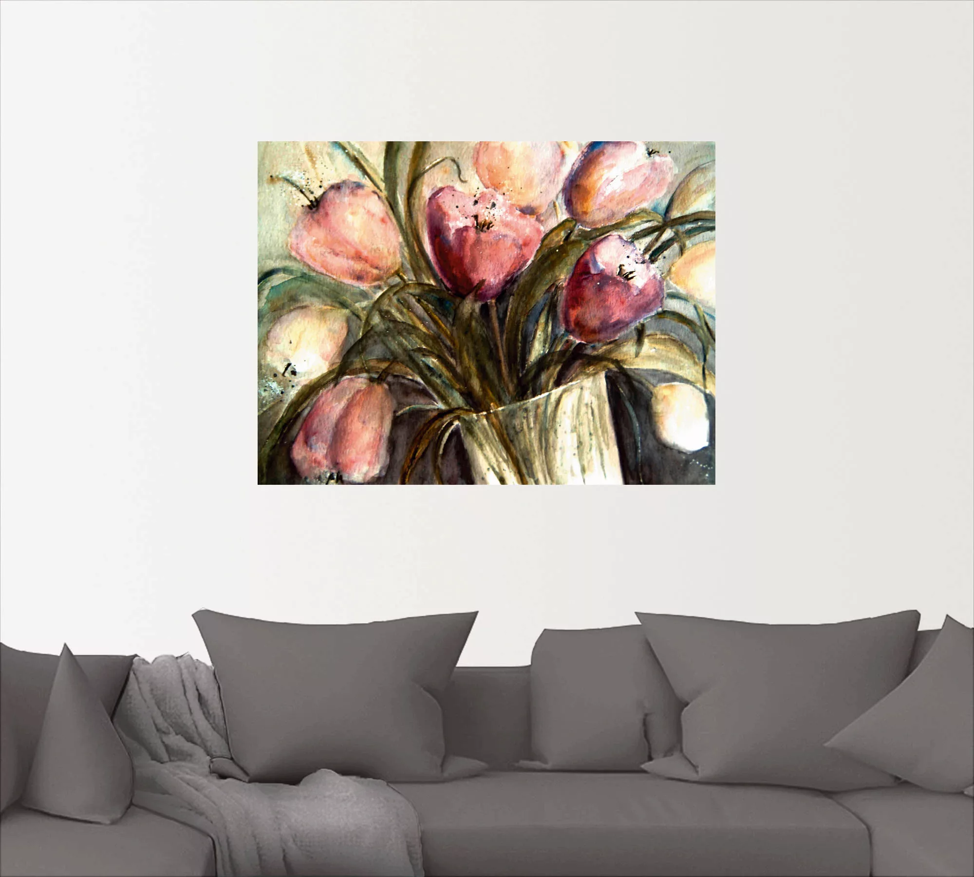 Artland Wandbild "Lila Tulpen in Vase", Blumen, (1 St.), als Leinwandbild, günstig online kaufen