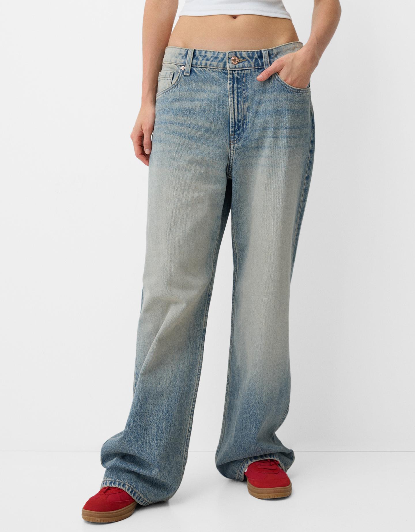 Bershka Jeans Im Baggy-Hosen-Fit Damen 36 Ausgewaschenes Blau günstig online kaufen