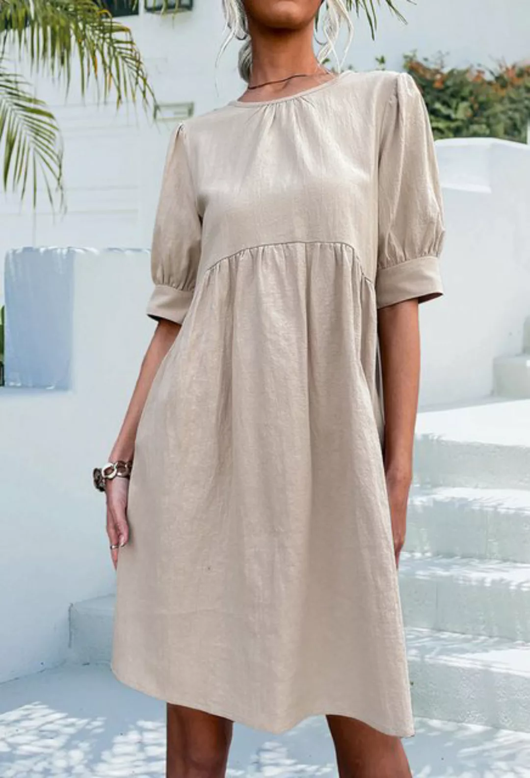 SEGUEN Sommerkleid Basic Frühling/Sommer Kleid mit Rundhalsausschnitt Kleid günstig online kaufen