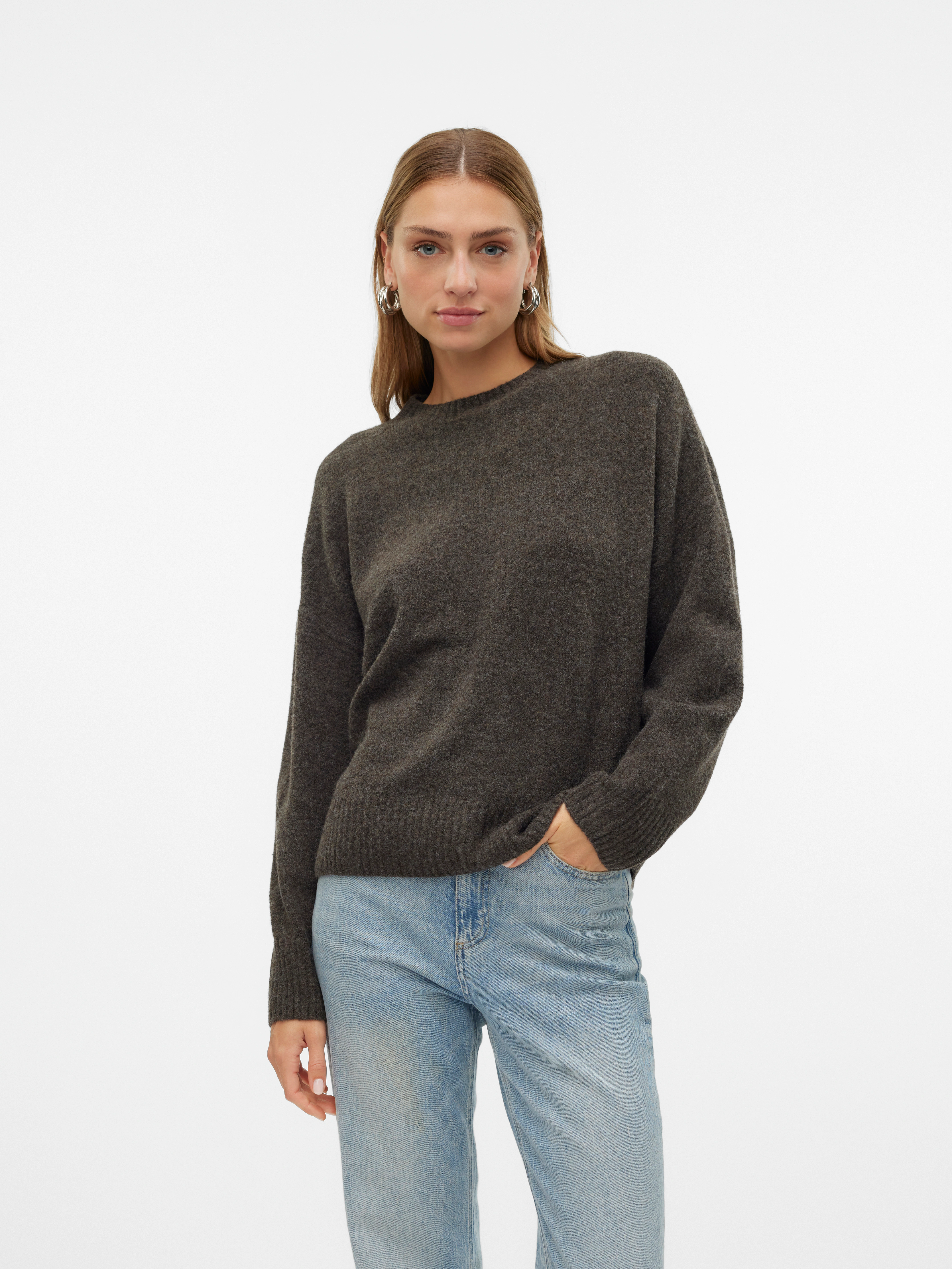 Vero Moda Strickpullover Strickpullover loose fit Rundhals tiefe Schultern günstig online kaufen