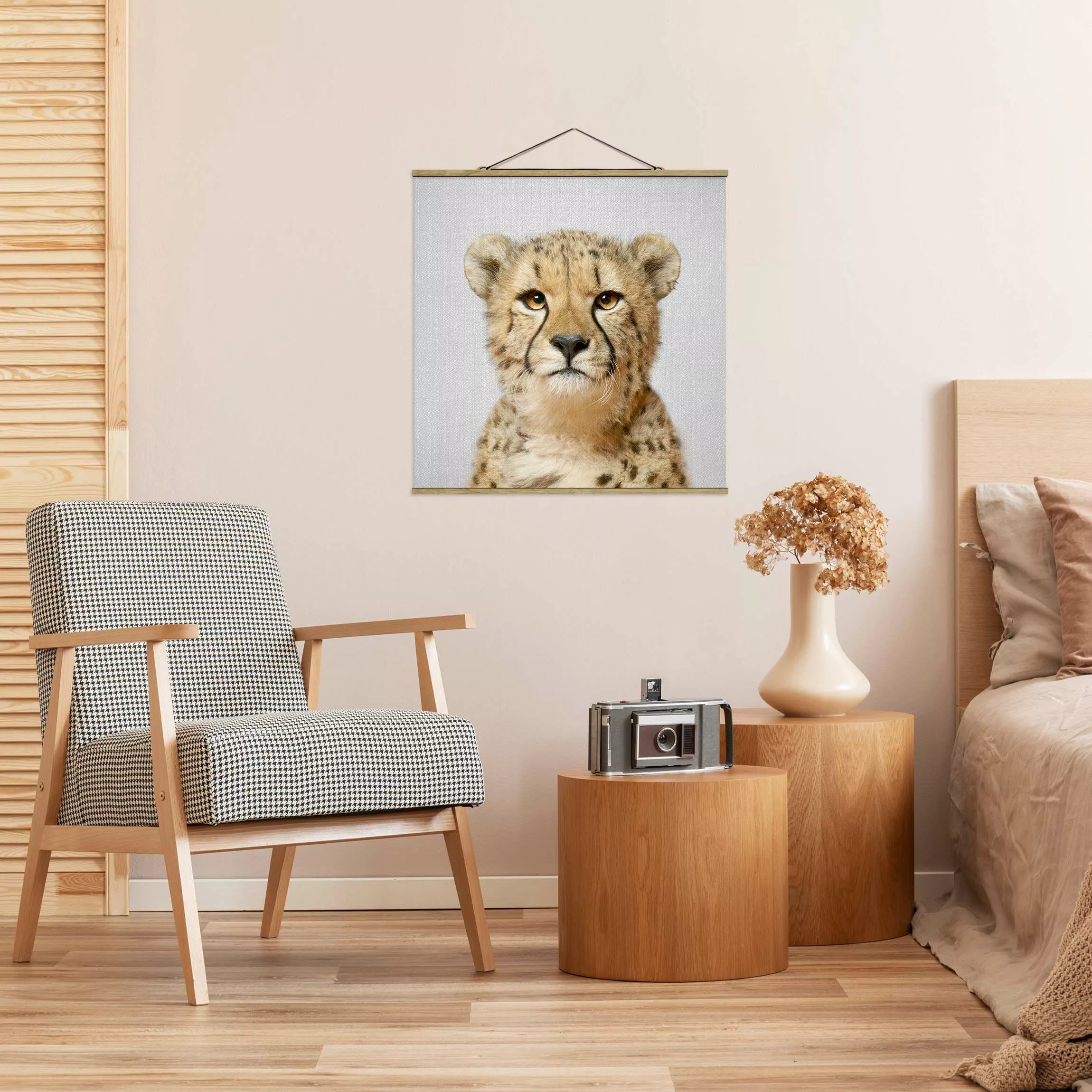 Stoffbild mit Posterleisten Gepard Gerald günstig online kaufen