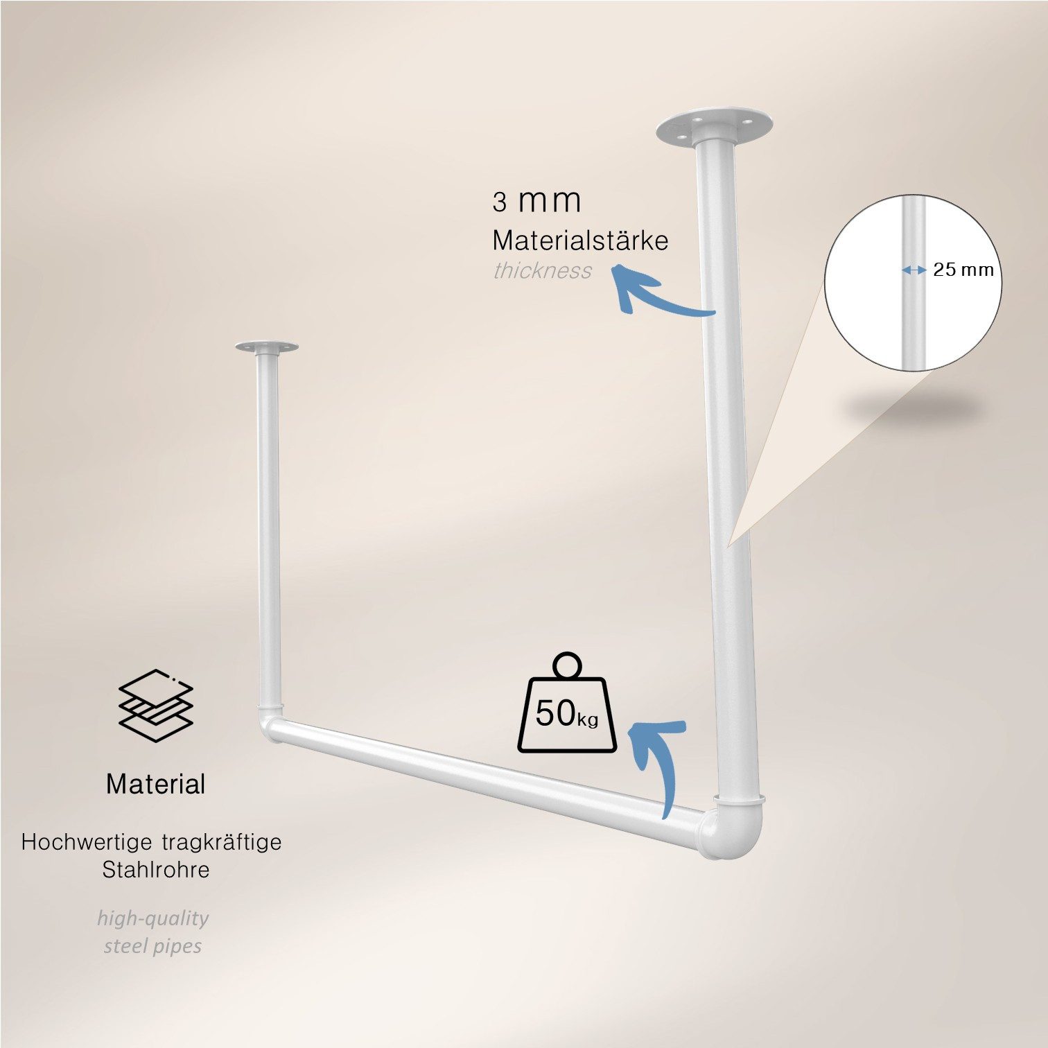 RSR Hangers Kleiderstange Milow Weiß Garderobe günstig online kaufen