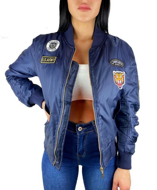 Bomberjacke Worldclassca Damen Bomber Jacke mit Army Militär Patches Überga günstig online kaufen