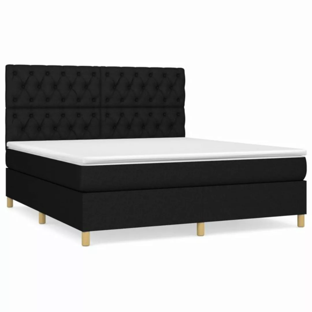 vidaXL Boxspringbett Boxspringbett mit Matratze Schwarz 160x200 cm Stoff Be günstig online kaufen