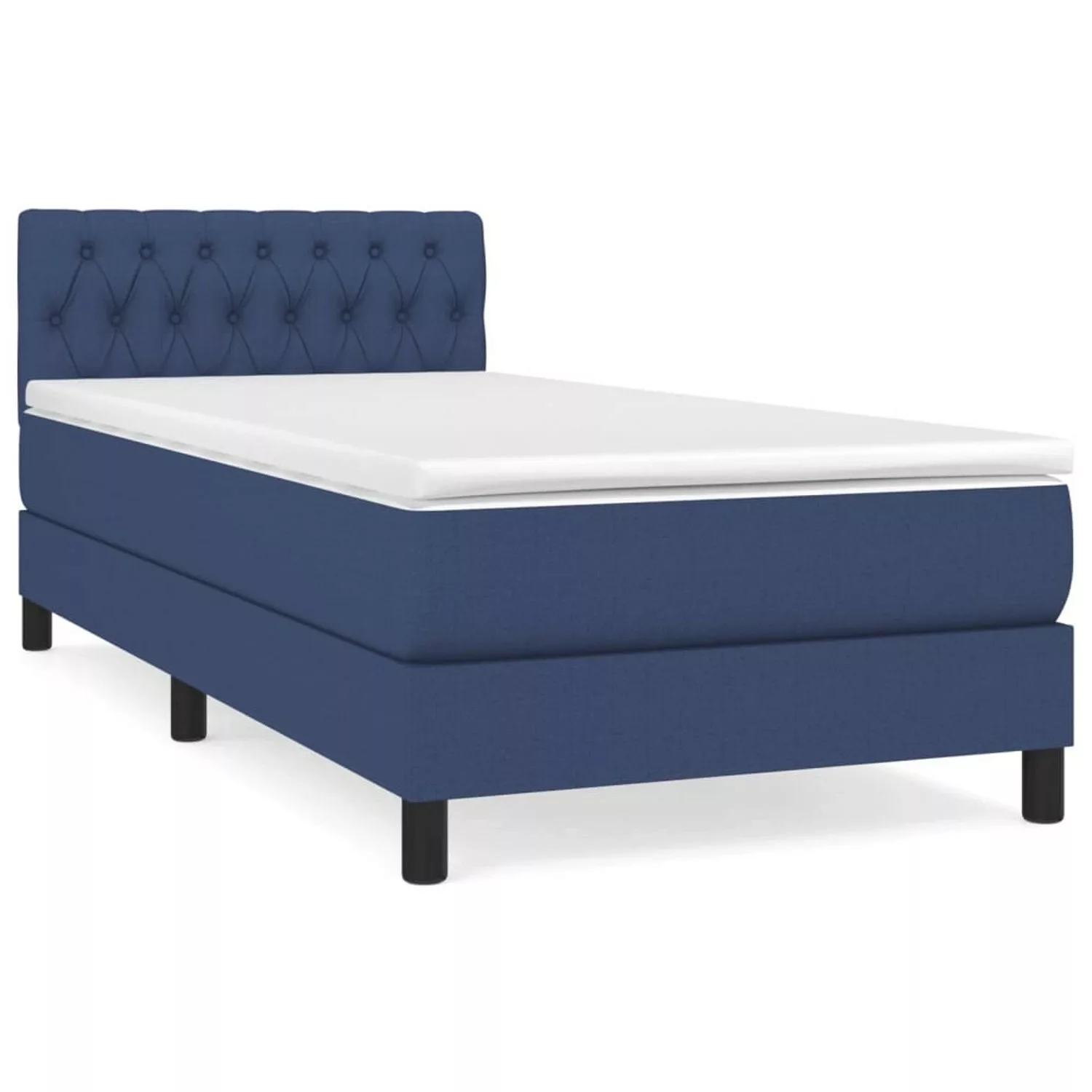 vidaXL Boxspringbett Boxspringbett mit Matratze Blau 100x200 cm Stoff Bett günstig online kaufen