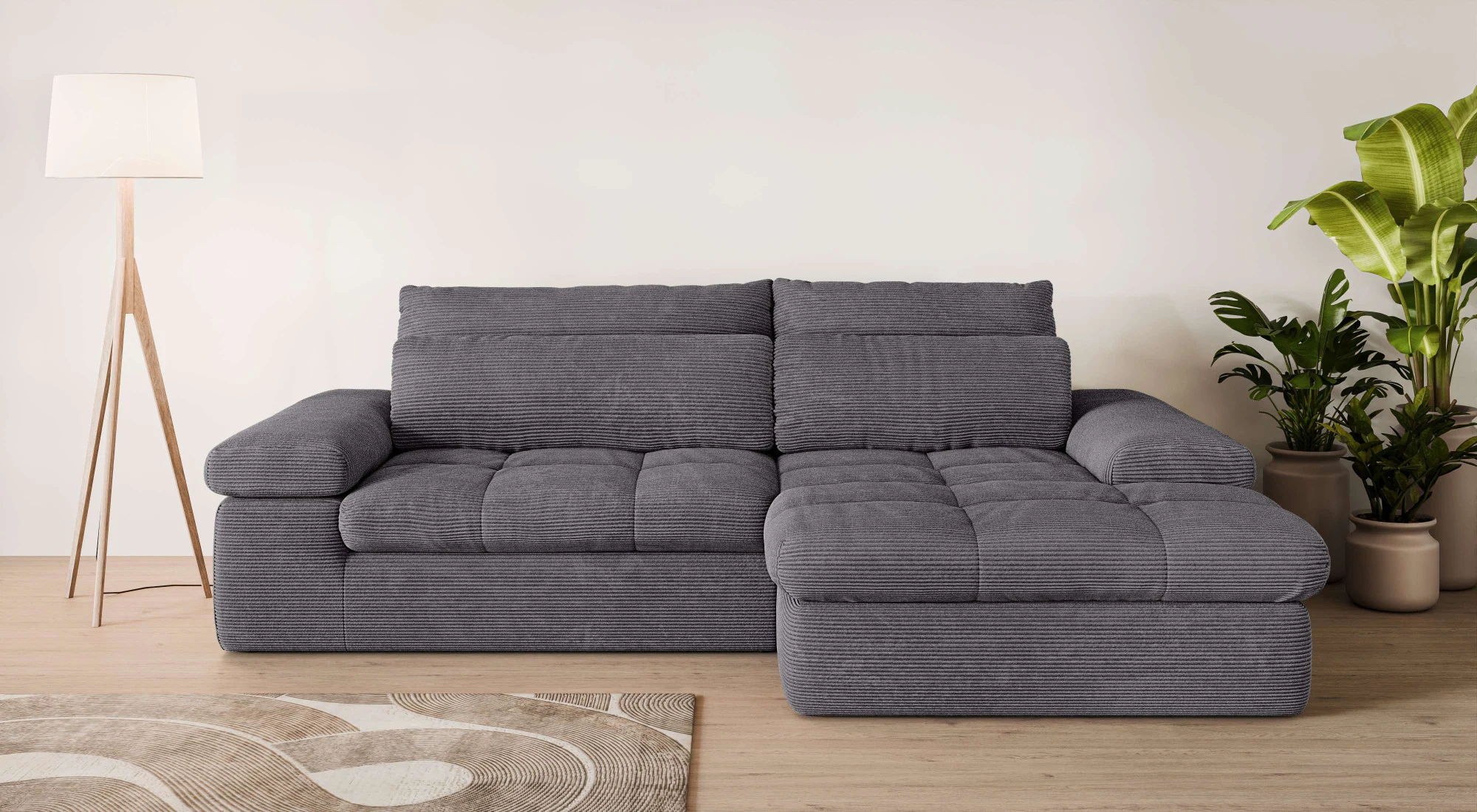 Home affaire Ecksofa "ALVERIE mit Recamiere, moderne Steppung, Maße: B/T/H günstig online kaufen