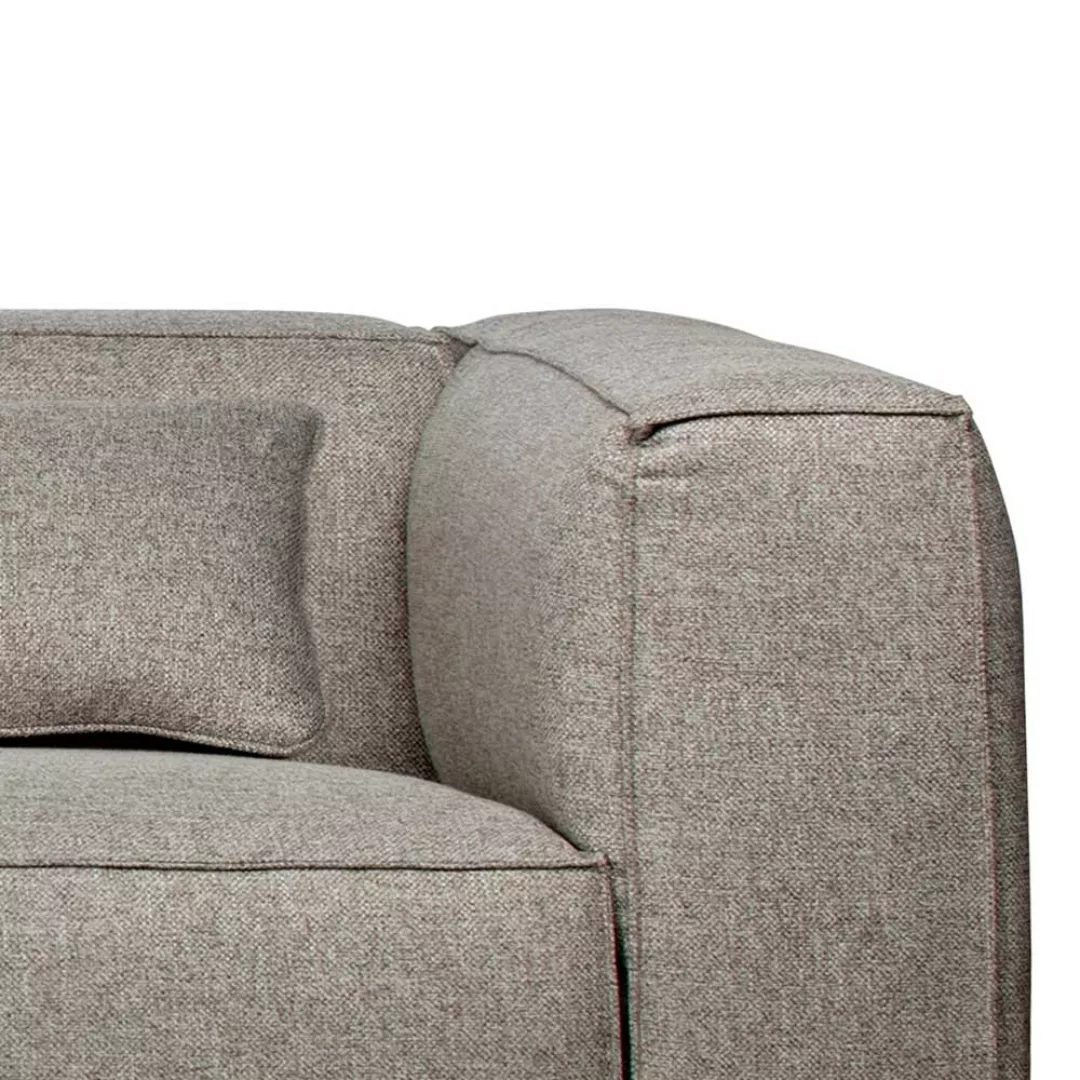 Dreier Sofa in Hellgrau Webstoff Armlehnen günstig online kaufen