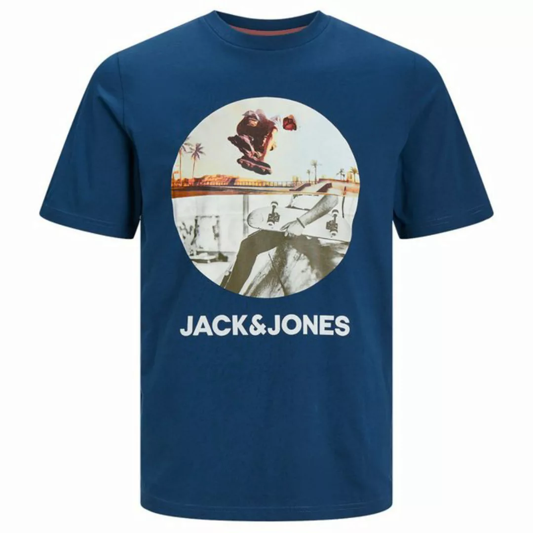 Jack & Jones Rundhalsshirt Jack&Jones XXL T-Shirt rauchblau Fotoprint JJNAV günstig online kaufen