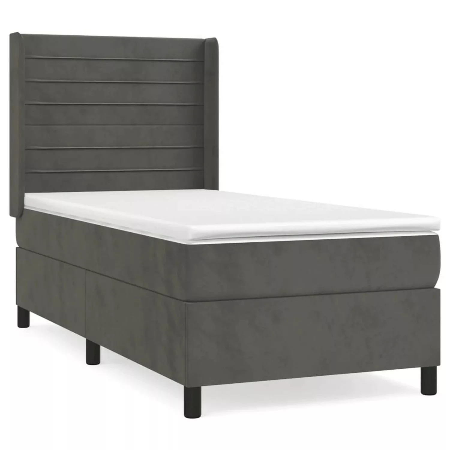 Vidaxl Boxspringbett Mit Matratze & Led Dunkelgrau 100x200 Cm Samt günstig online kaufen