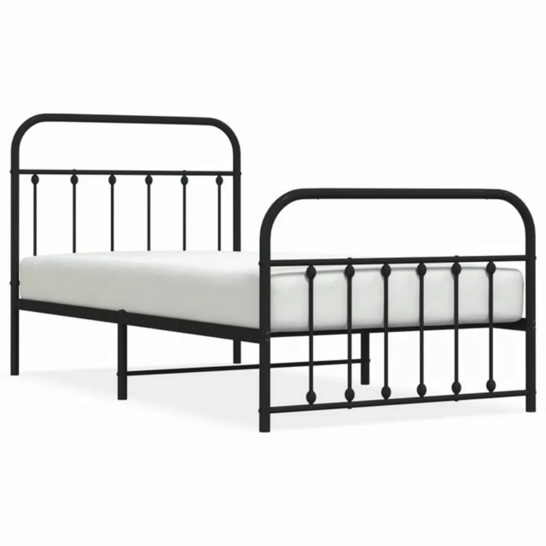 furnicato Bett Bettgestell mit Kopf- und Fußteil Metall Schwarz 100x190 cm günstig online kaufen