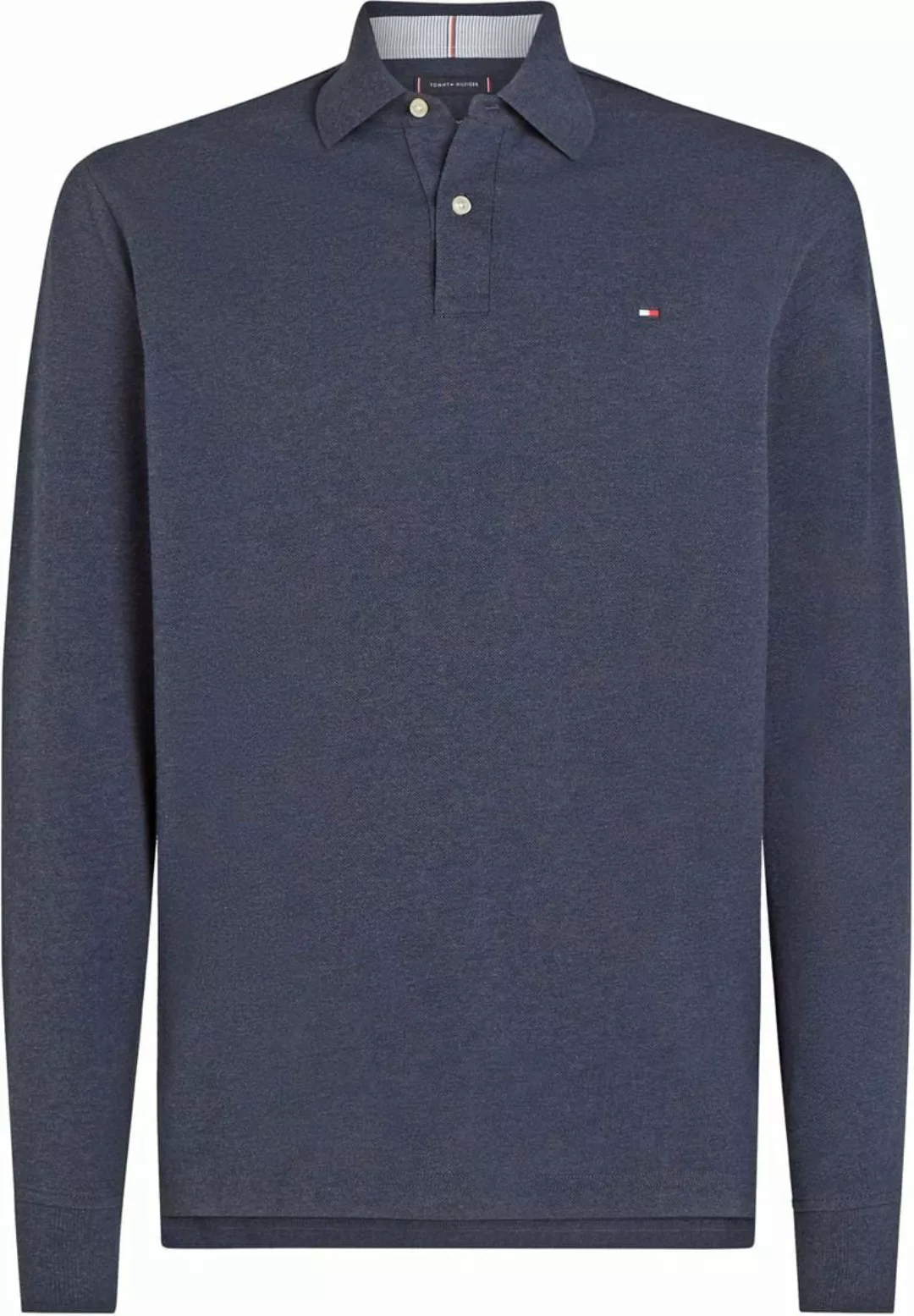 Tommy Hilfiger Longsleeve Polo Melange Dunkelblau - Größe M günstig online kaufen