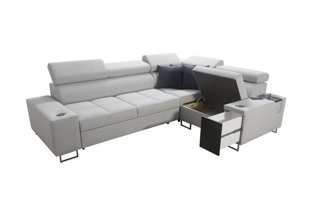 Kaiser Möbel Ecksofa Elegantes Ecksofa mit Konsole und Ladegerät MORENA II, günstig online kaufen