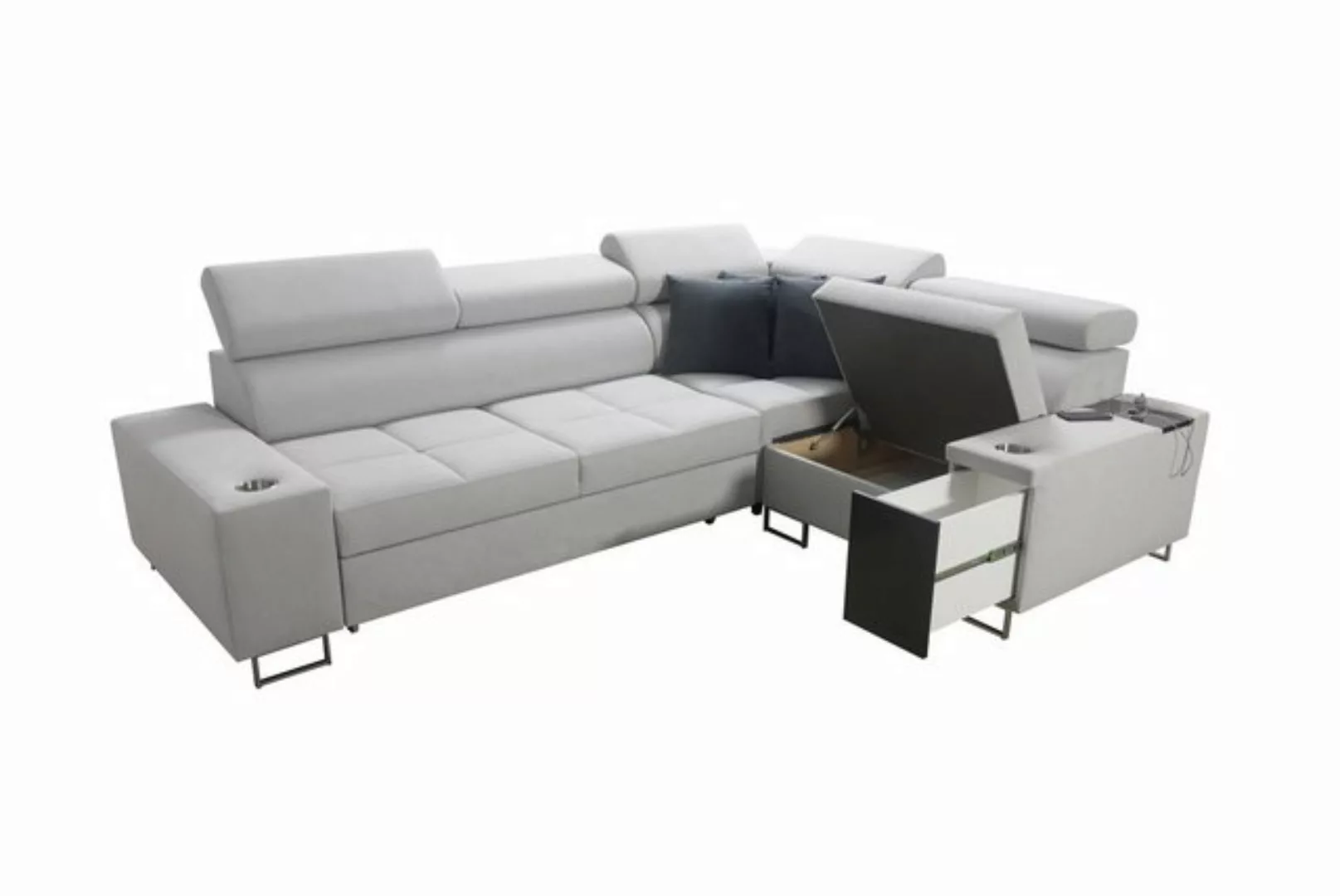 Kaiser Möbel Ecksofa Elegantes Ecksofa mit Konsole und Ladegerät MORENA II günstig online kaufen