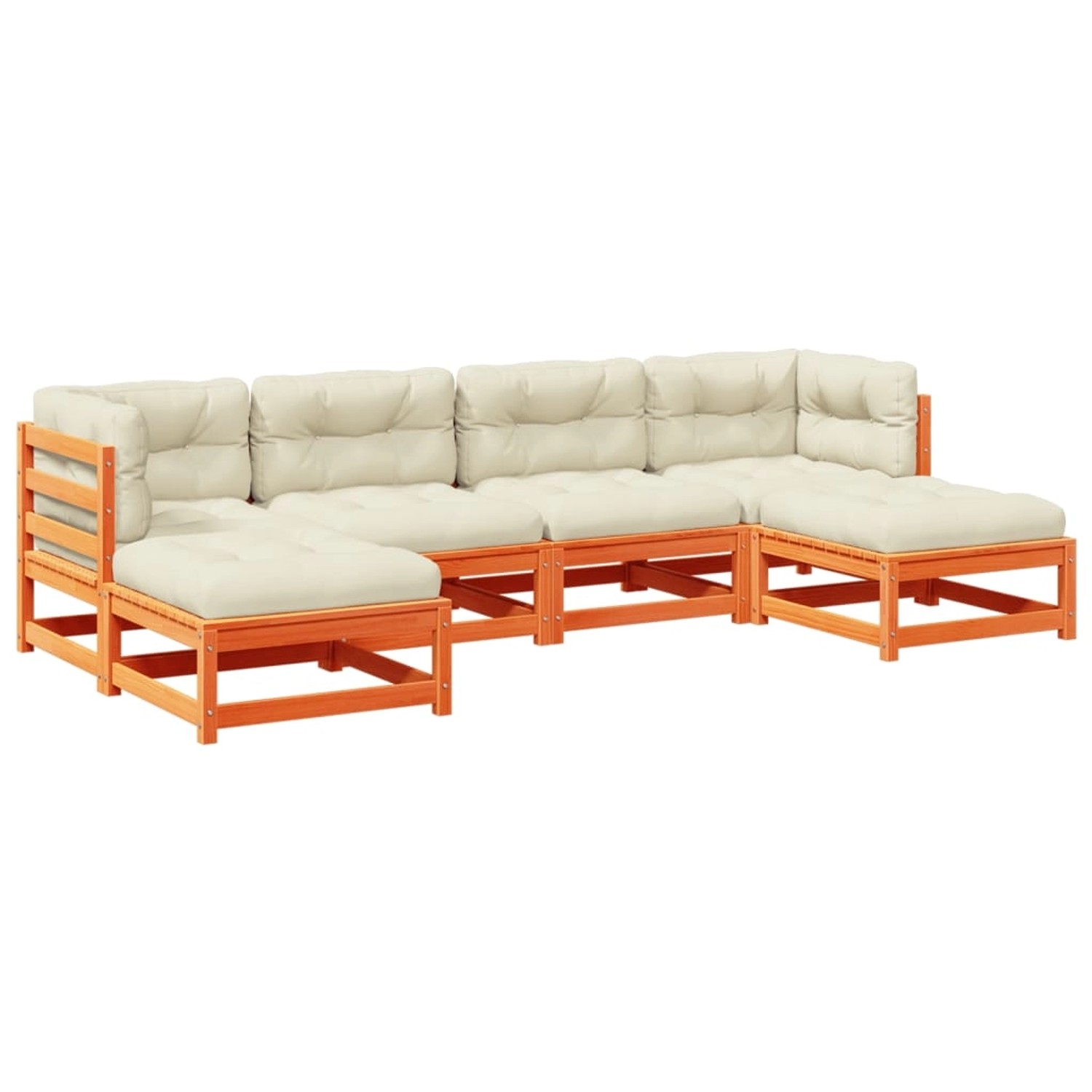vidaXL 6-Tlg Garten-Sofagarnitur mit Kissen Wachsbraun Kiefernholz 3295819 günstig online kaufen