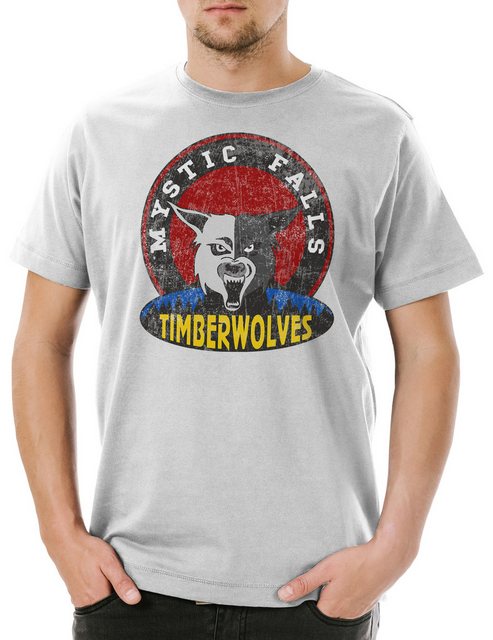 Urban Backwoods Print-Shirt Mystic Falls Timberwolves Herren T-Shirt Vampir günstig online kaufen