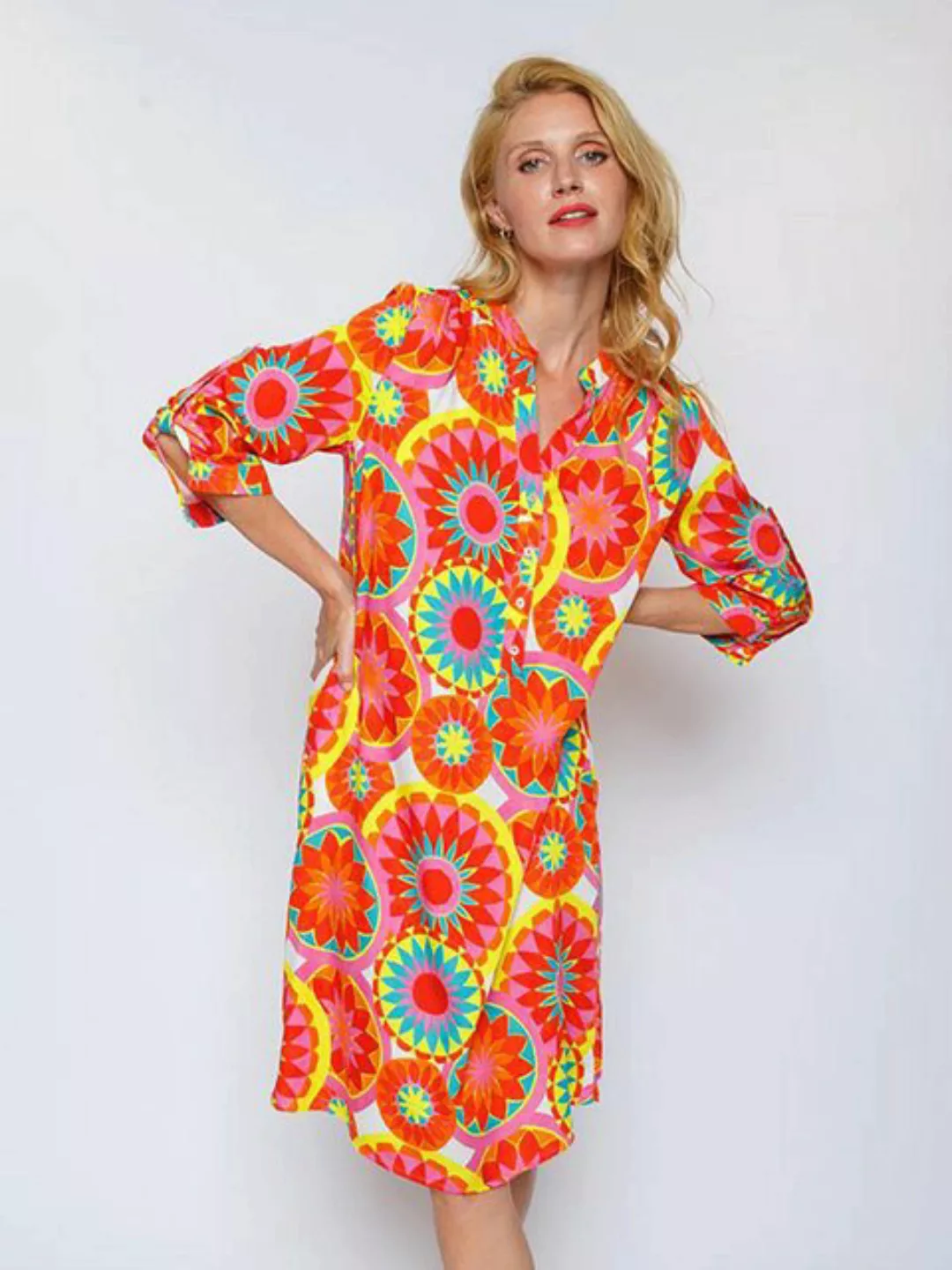 Emily Van Den Bergh Hemdblusenkleid Kleid Mandala Orange günstig online kaufen