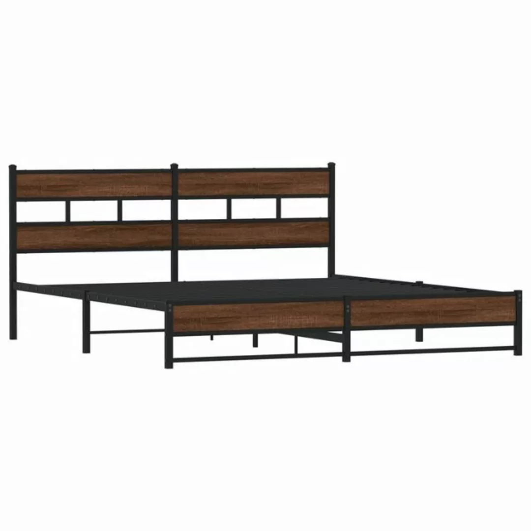 vidaXL Bett, Metallbett ohne Matratze Braun Eichen-Optik 200x200 cm günstig online kaufen