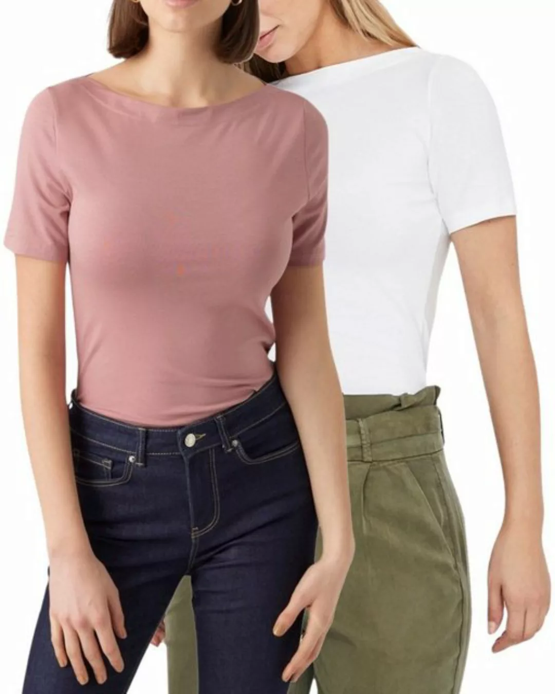 Vero Moda T-Shirt Stilvolles Damen-Shirt mit U-Boot Ausschnitt (2er-Pack) i günstig online kaufen