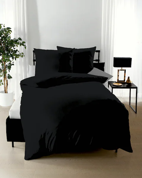 Kaeppel Bettwäsche Mako-Satin schwarz Gr. 155 x 220 + 80 x 80 günstig online kaufen