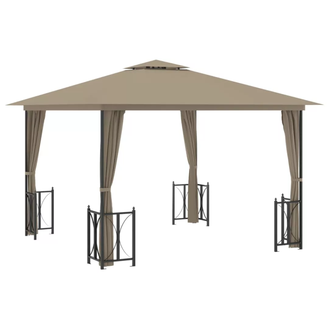 Vidaxl Pavillon Mit Seitenwänden & Doppeldach 3x3 M Taupe günstig online kaufen