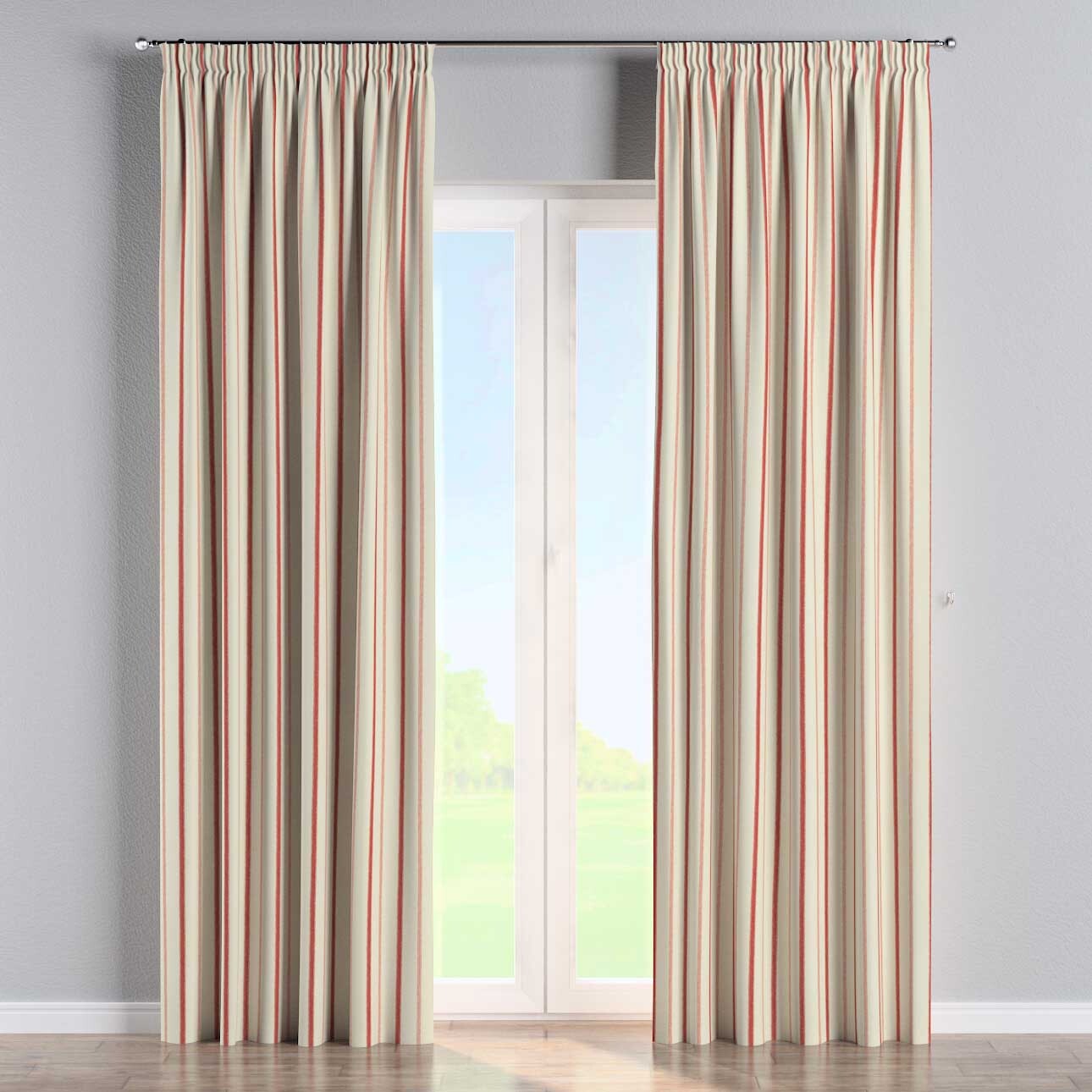 Vorhang mit Kräuselband, creme- rot gestreift, Avinon (129-15) günstig online kaufen