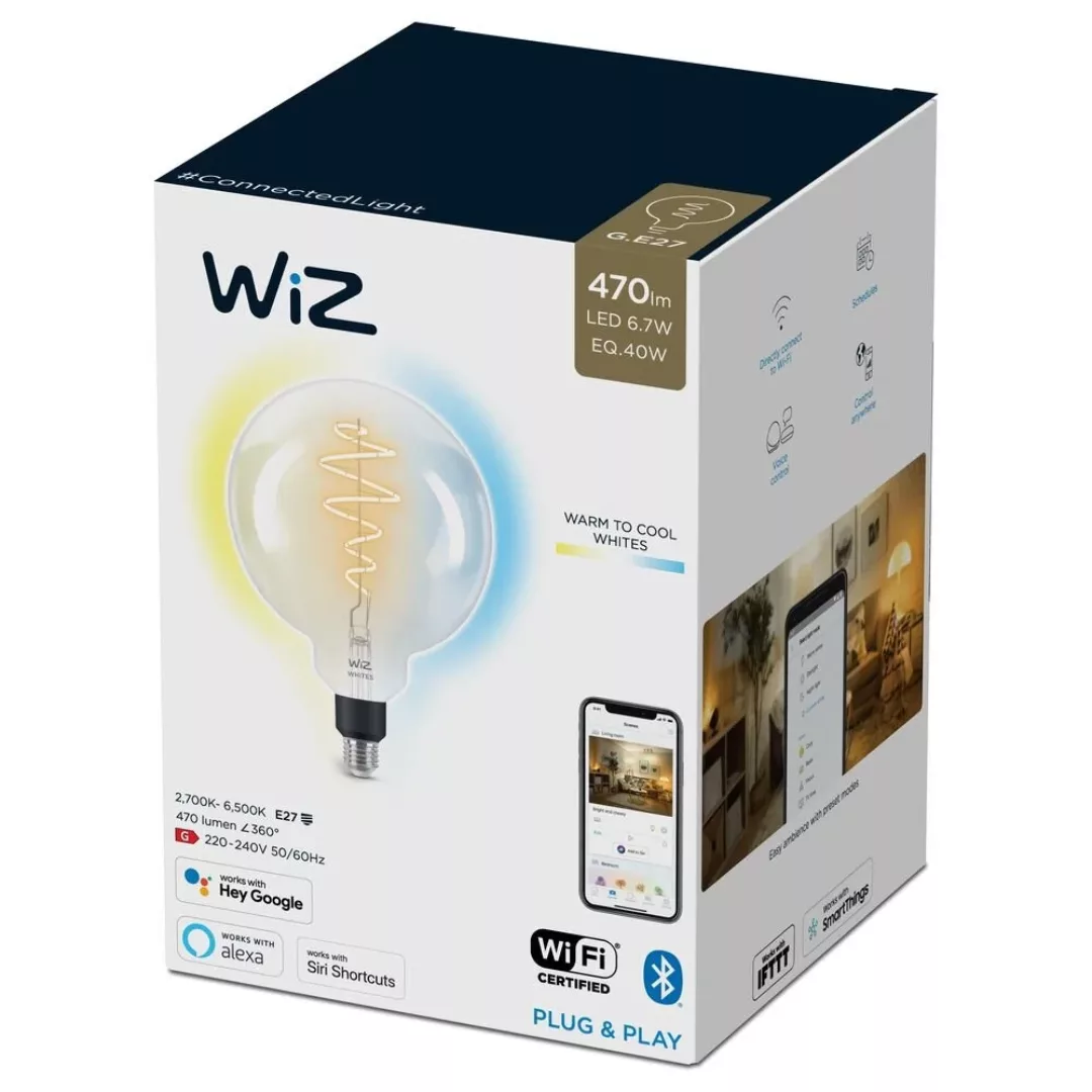 WiZ LED Smart Leuchtmittel in Transparent E27 G200 6,7W 470lm günstig online kaufen